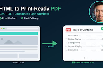 convert HTML to print ready PDF with real toc page numbers