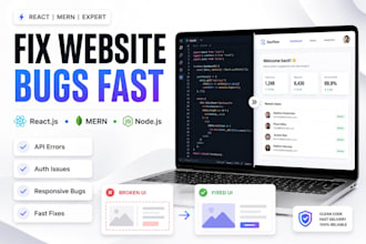 fix react js, node js, API and website bugs