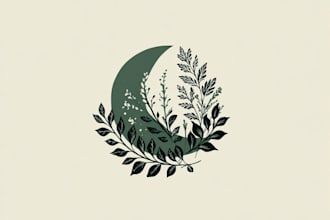 design boho hand drawn botanical feminine logo