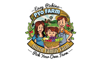 design family farm pick logo for own berries and fruit