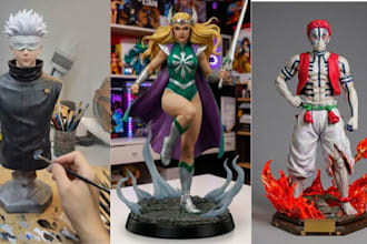 create, 3d print and paint custom action figures, anime figures and miniatures