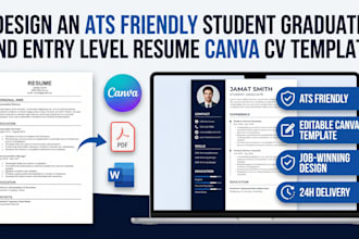 design an ats friendly student graduate and entry level resume canva cv template