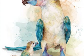 draw watercolor animal illustration art for you