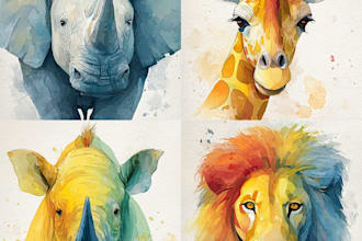 draw watercolor animal illustration art for you