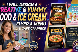 design professional food menus, food truck and food flyer