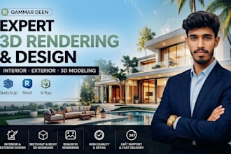interior exterior 3d rendering, sketchup, revit 3d model and visualization