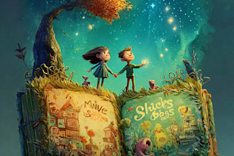 design children story book, child book illustration