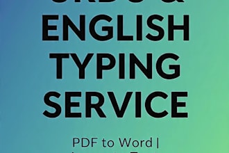fast urdu english typing, data entry, PDF to word