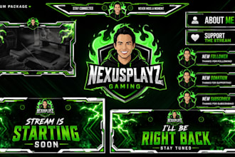 design stream overlay, kick, twitch overlay, twitch logo, banner