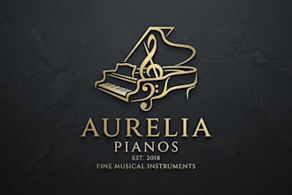 design an elegant piano logo for your brand