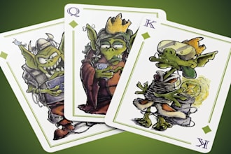 design custom playing cards, card game decks, poker cards and box mockup