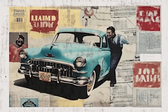 create minimalist vintage retro ads, event posters or flyers