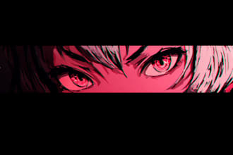 custom anime eye banners for streamers, vtubers, and social media platforms