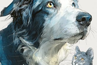 draw custom pet portrait or animal art
