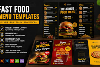 design fast food menu flyer, restaurant menu board, editable food menu template
