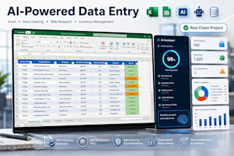 do ai powered data entry, excel data entry and web research