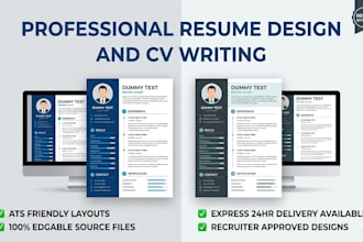 do professional resume design and modern cv design