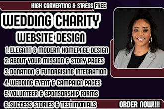 wedding charity website, charity website design, nonprofit website