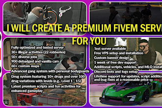 custom fivem server with scripts cars jobs and full roleplay setup ready server