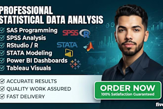 do statistical data analysis in spss, rstudio, sas, stata, power bi, tableau