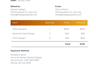 design professional invoices and receipts