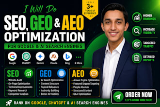 optimize your website for SEO, GEO and aeo for high rankings