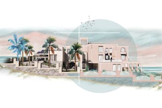 do post digital architectural visualization collage style