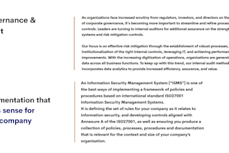 provide grc, iso 27001, risk assessment and compliance consulting