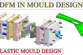 create plastic injection mold design with dfm and mold flow in solidworks