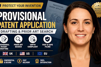 draft and file a provisional patent application with prior art search