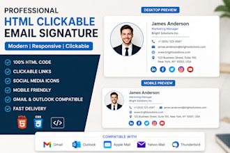 design a professional HTML clickable email signature