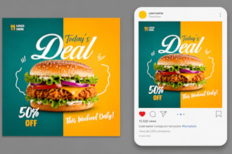 design professional food social media posts and restaurant ads