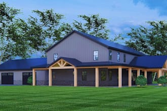 design 3d barndominium house, ranch house, tiny house, farmhouse modeling design