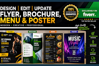 do redesign edit, or update flyer, brochure, menu, and poster