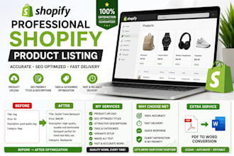 upload shopify products and do professional product listing
