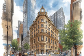 paint architecture or cityscape in watercolor