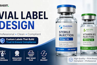 peptide vial label, vial label design, product label design