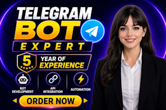 develop telegram bot with API integration and automation