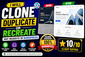 clone, duplicate or recreate any website in wordpress