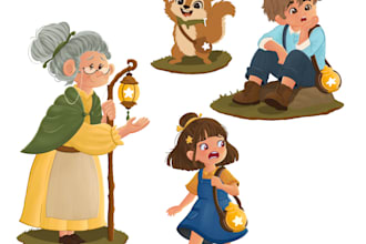create whimsical childrens book illustrations