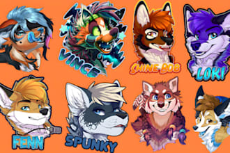draw custom furry ych, furry badge, furry telegram stickers, furry emotes, icon