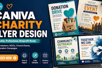 design canva charity flyer, nonprofit flyer and fundraising flyer