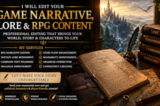edit your game narrative, lore, and rpg content professionally