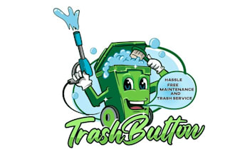 design clean fresh wash push logo with the button trash