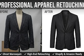 do high end apparel retouching, ghost mannequin, and bulk background removal