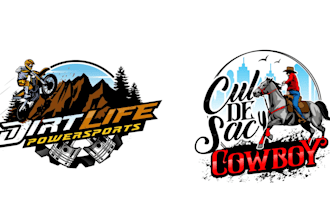 design superb fantastic dirt bike and cowboy logo in very short time