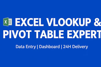 do advanced excel work with vlookup, pivot table and dashboard