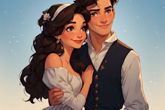 couple portrait wedding portrait illustration