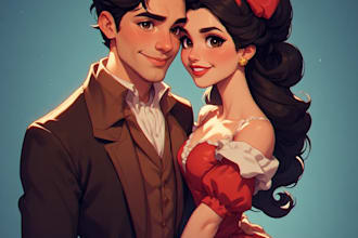 couple portrait wedding portrait illustration