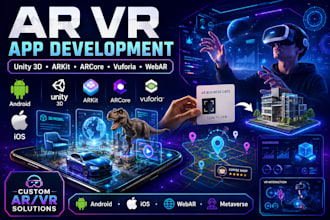 develop ar vr app using unity 3d arki arcore vuforia and webar